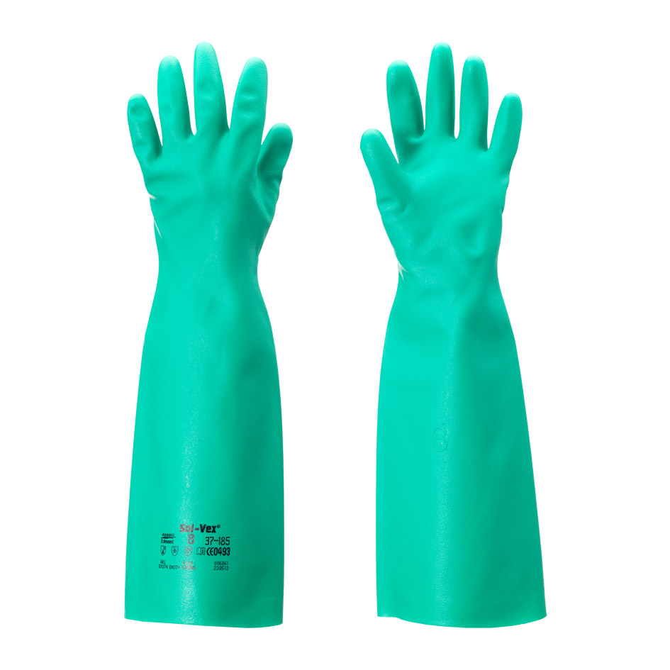 İşçi əlcəyi ANSELL Sol-Vex® 37-185 (yaşıl nitril, 455 mm)