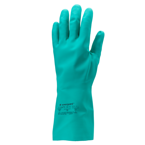 Kimyəvi maddələrə davamlı əlcəklər COVERGUARD, EUROCHEM N5520 (yaşıl nitril, 330 mm)