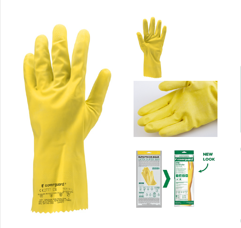 Kimyəvi maddələrə davamlı əlcəklər COVERGUARD EURODIP 5030 (təbii sarıl, 330 mm)