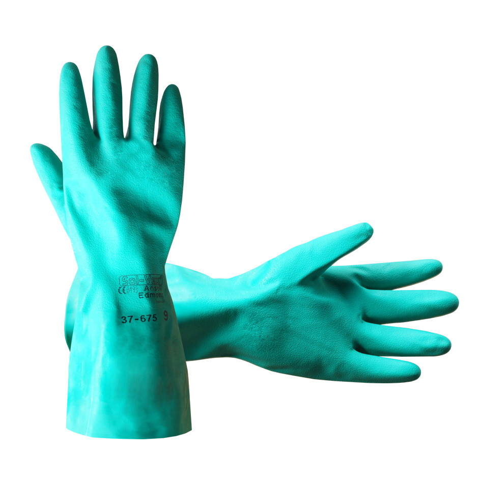 Safety gloves ANSELL Sol-Vex® 37-675 (green nitrile, 330 mm)