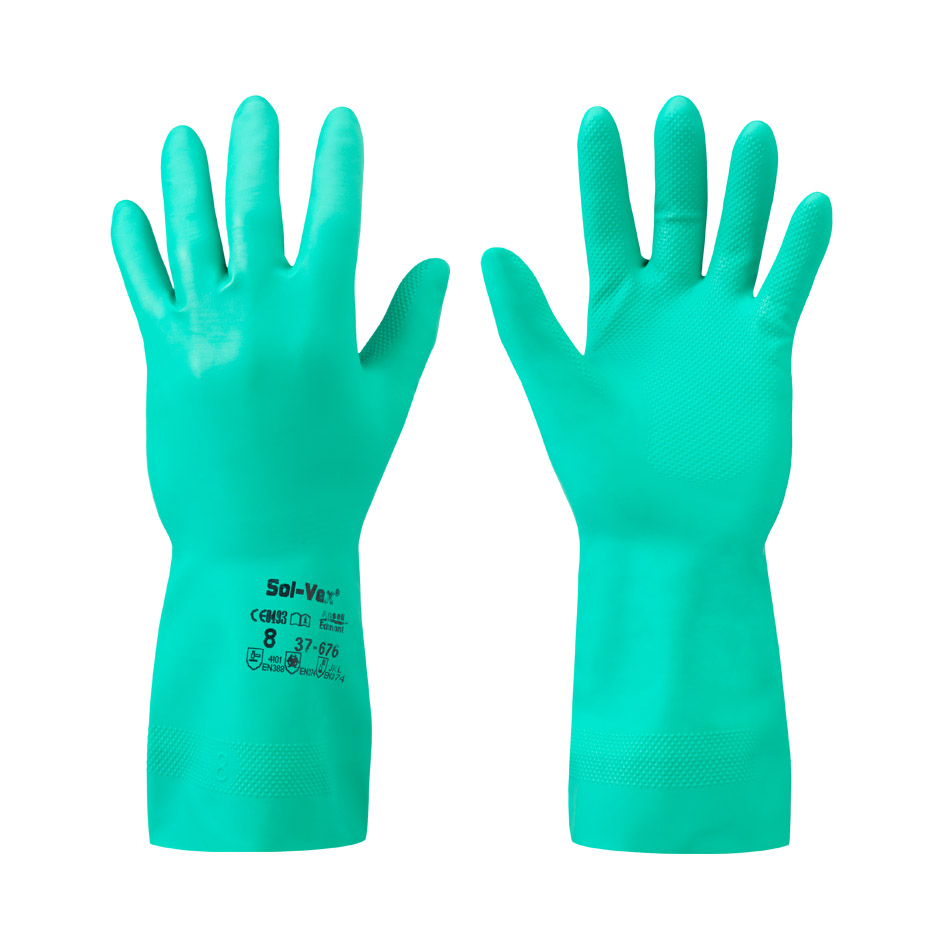 Safety gloves ANSELL Sol-Vex® 37-676 (green nitrile, 330 mm)