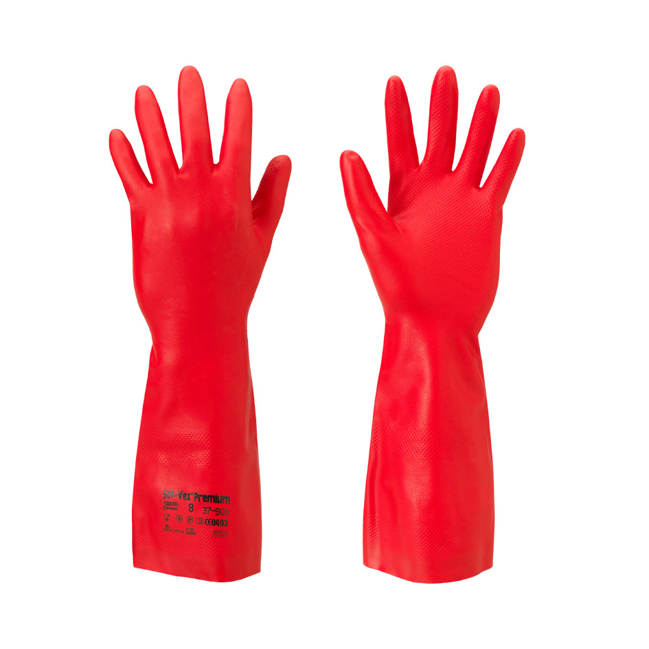 Safety gloves ANSELL Sol-Vex® 37-900 (red nitrile, 380 mm)